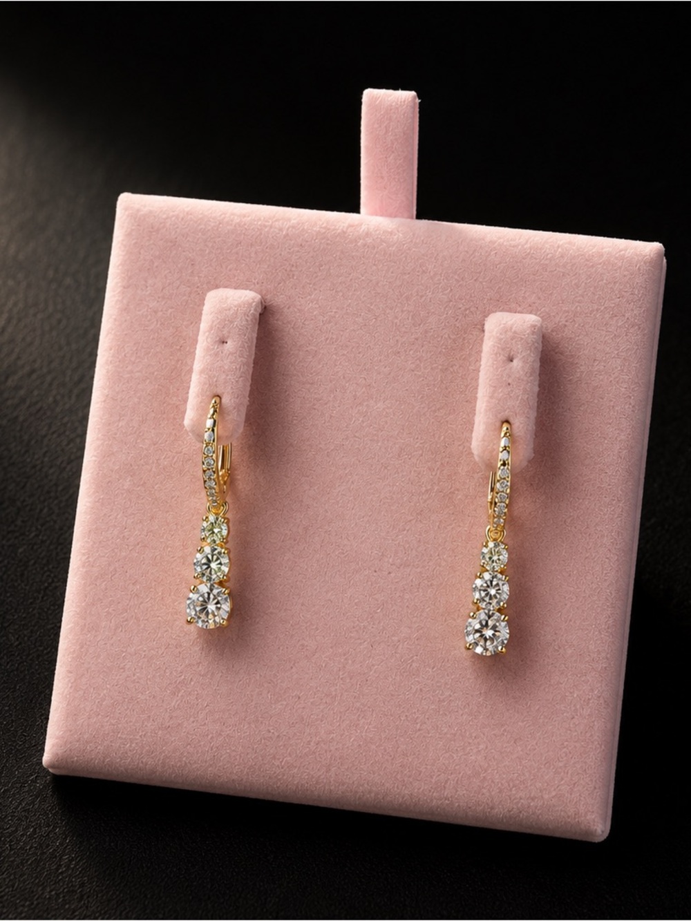 SWAROVSKI ATTRACT TRILOGY DROP DANGLE EARRINGS GOLD TONE CRYSTAL NEW IN BOX - Picture 5 of 6